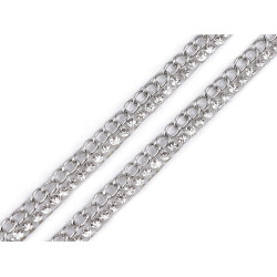 Braid trimming with chain and rhinestones, width 5 mm, iron-on - Crystal (1 Meter)