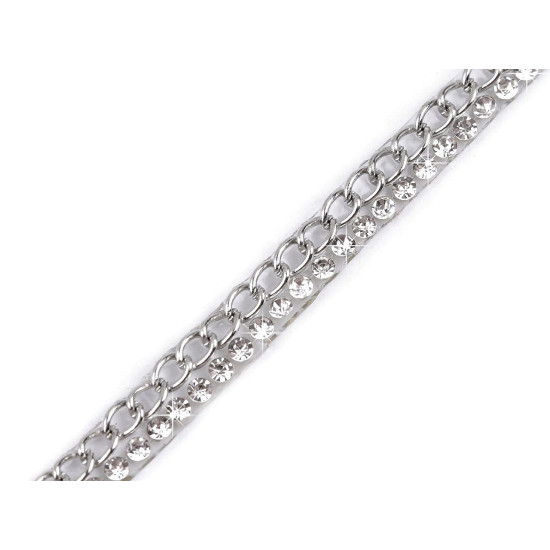 Braid trimming with chain and rhinestones, width 5 mm, iron-on - Crystal (18 Meters) Braid trimming with chain and rhinestones, width 5 mm, iron-on - Crystal (18 Meters)