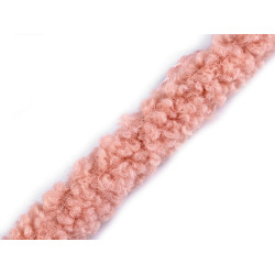 Bevarrható szegő szalag / bárány szörme utánzat széles 3,5 cm - Púderrózsaszín (1 Méter)