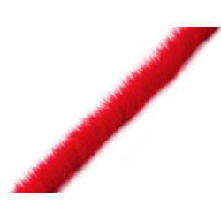 Artifical fur trimming to sew-on, flat, width 1.5 cm - Red (1 Meter)