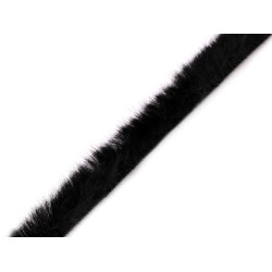 Artifical fur trimming to sew-on, flat, width 1.5 cm - Black (1 Meter)