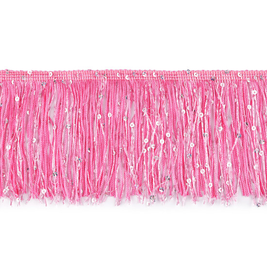 Fringes with sequins, width 10 cm - White (9 Meters)