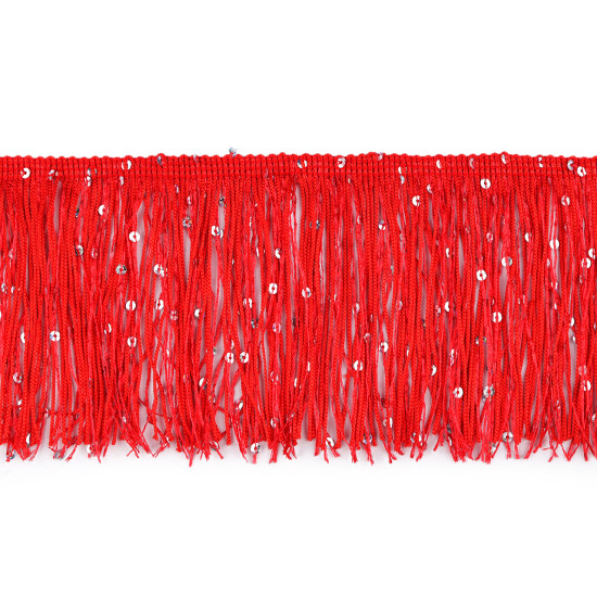 Fringes with sequins, width 10 cm - White (9 Meters)