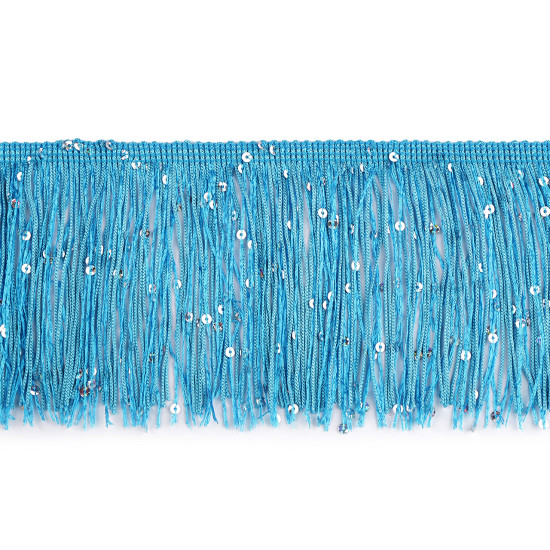 Fringes with sequins, width 10 cm - White (9 Meters)