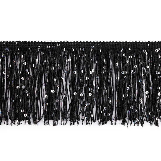 Fringes with sequins, width 10 cm - White (9 Meters)
