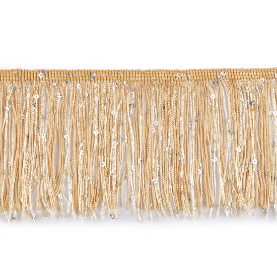 Fringes with sequins, width 10 cm - White (9 Meters)