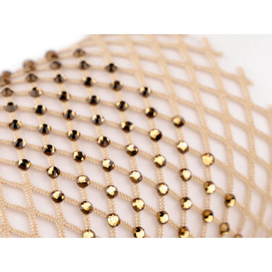 Elastic mesh / trim with rhinestones, width 75 mm - Blue dark (9 Meters) Elastic mesh / trim with rhinestones, width 75 mm - Blue dark (9 Meters)