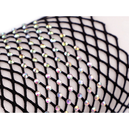 Elastic mesh / trim with rhinestones, width 75 mm - Blue dark (9 Meters) Elastic mesh / trim with rhinestones, width 75 mm - Blue dark (9 Meters)
