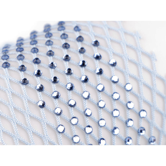 Elastic mesh / trim with rhinestones, width 75 mm - Blue dark (9 Meters) Elastic mesh / trim with rhinestones, width 75 mm - Blue dark (9 Meters)