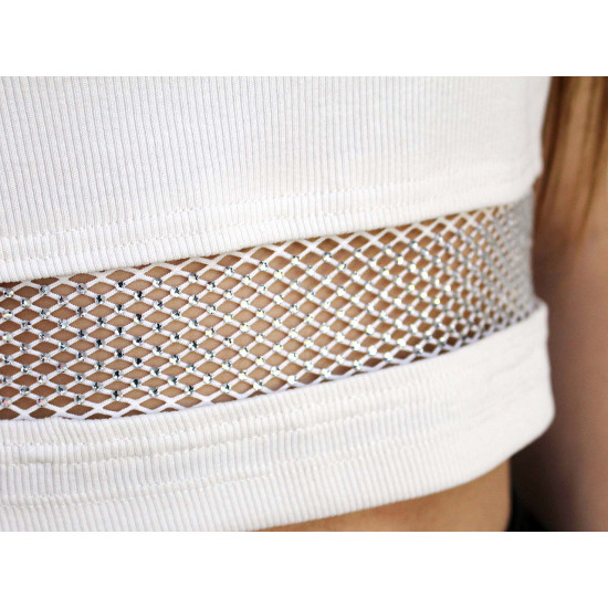 Elastic mesh / trim with rhinestones, width 75 mm - Blue dark (9 Meters) Elastic mesh / trim with rhinestones, width 75 mm - Blue dark (9 Meters)