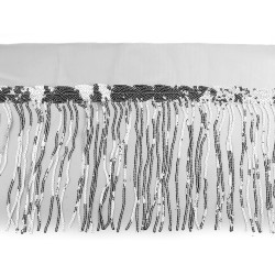 Banda / galon organza cu franjuri din paiete, latime 20 cm - Argintiu (1 Metru)