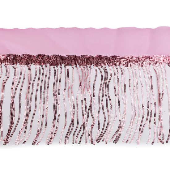 Banda / galon organza cu franjuri din paiete, latime 20 cm - Vișiniu (9 Metri) Banda / galon organza cu franjuri din paiete, latime 20 cm - Vișiniu (9 Metri)