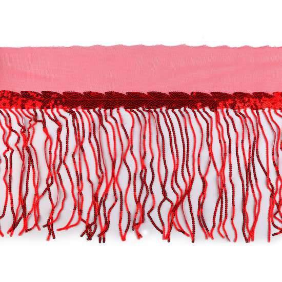 Banda / galon organza cu franjuri din paiete, latime 20 cm - Vișiniu (9 Metri) Banda / galon organza cu franjuri din paiete, latime 20 cm - Vișiniu (9 Metri)