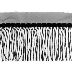 Banda / galon organza cu franjuri din paiete, latime 20 cm - Negru (1 Metru)