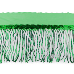 Banda / galon organza cu franjuri din paiete, latime 20 cm - Verde (1 Metru)