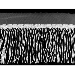 Banda / galon organza cu franjuri din paiete, latime 20 cm - Alb (1 Metru)