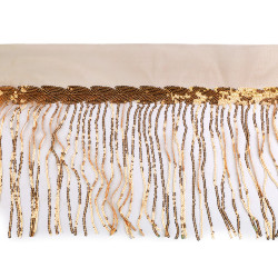 Banda / galon organza cu franjuri din paiete, latime 20 cm - Auriu (1 Metru)