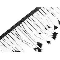 Taśma z piór - indycze pióra 9-14 cm - Czarny (1 Metr)