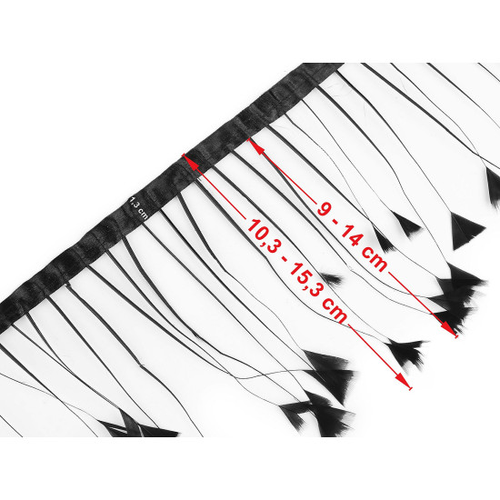 Taśma z piór - indycze pióra 9-14 cm - Czarny (10 Metry) Taśma z piór - indycze pióra 9-14 cm - Czarny (10 Metry)