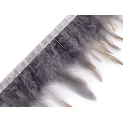 Prýmek - kohoutí peří 7-11 cm - Šedá paloma (1 Metr)