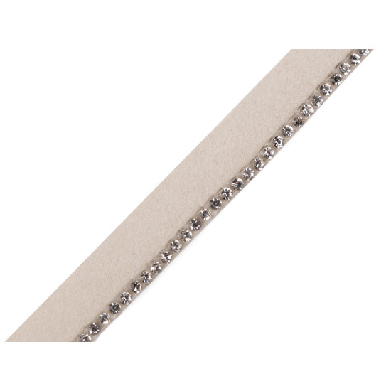 Taśma ozdobna / wypustka ze szklanymi kamyczkami szerokość 10 mm - Kremowyjasny (1 Metr) Taśma ozdobna / wypustka ze szklanymi kamyczkami szerokość 10 mm - Kremowyjasny (1 Metr)