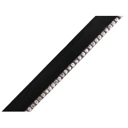 Taśma ozdobna / wypustka ze szklanymi kamyczkami szerokość 10 mm - Czarny (1 Metr)