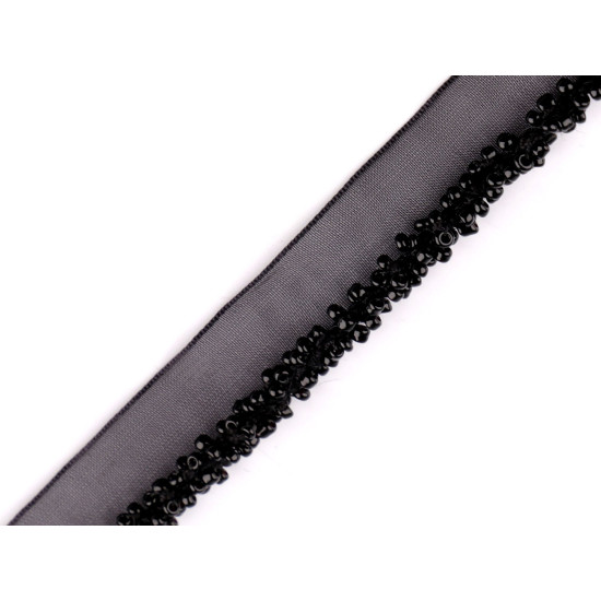 Taśma poliestrowa / wypustka z koralikami rokail szerokość 15 mm - Fioletowy (9 Metry) Taśma poliestrowa / wypustka z koralikami rokail szerokość 15 mm - Fioletowy (9 Metry)