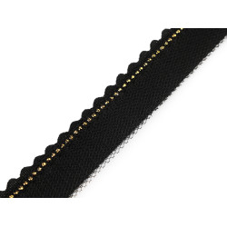 Insertion piping with rhinestones and tulle, width 15; 20 mm - Black (1 Meter)