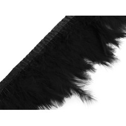 Taśma z piór - indycze pióra szerokość 9-12 cm - Czarny (2 Metry)