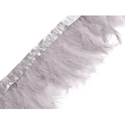 Taśma z piór - indycze pióra szerokość 9-12 cm - Jasny popiel (2 Metry)