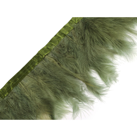 Taśma z piór - indycze pióra szerokość 9-12 cm - Zielony (2 Metry) Taśma z piór - indycze pióra szerokość 9-12 cm - Zielony (2 Metry)