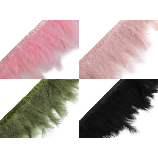 Taśma z piór - indycze pióra szerokość 9-12 cm - Zielony (2 Metry) Taśma z piór - indycze pióra szerokość 9-12 cm - Zielony (2 Metry)
