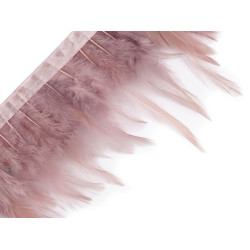 Prýmek - kohoutí peří 7-12 cm - Starorůžová (1 Metr)