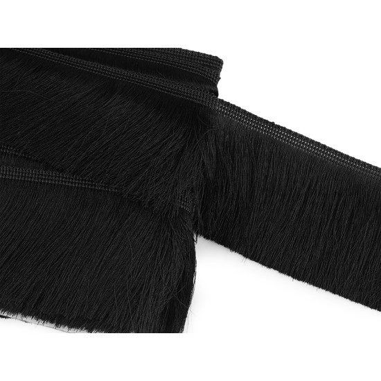 Frędzle gęste z połyskiem szerokość 90 mm - Czarny (1 Metr) Frędzle gęste z połyskiem szerokość 90 mm - Czarny (1 Metr)