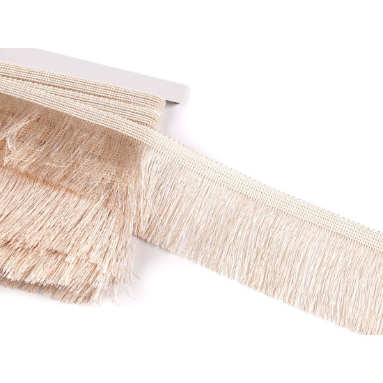 Fringe - shiny, width 60 mm - Lightbeige (1 Meter)