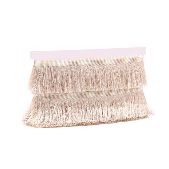 Fringe - shiny, width 60 mm - Lightbeige (1 Meter)