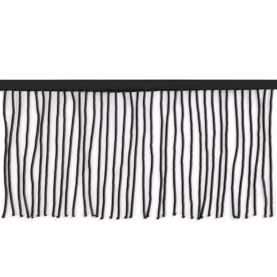 Frędzle z koralików rokail szerokość 10 cm - Czarny (1 Metr) Frędzle z koralików rokail szerokość 10 cm - Czarny (1 Metr)