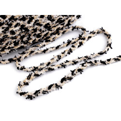 Braided trimming with small sequins, width 10 mm - Black (1 Meter)