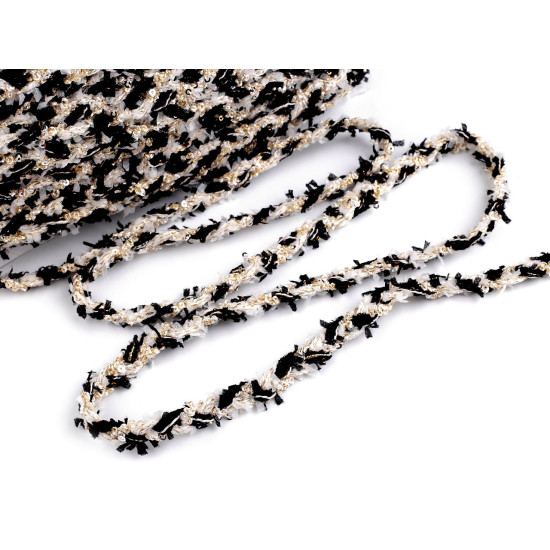 Braided trimming with small sequins, width 10 mm - Lightgrey (1 Meter) Braided trimming with small sequins, width 10 mm - Lightgrey (1 Meter)