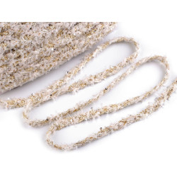 Braided trimming with small sequins, width 10 mm - Off white (1 Meter)