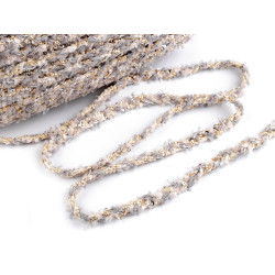 Braided trimming with small sequins, width 10 mm - Lightgrey (1 Meter)