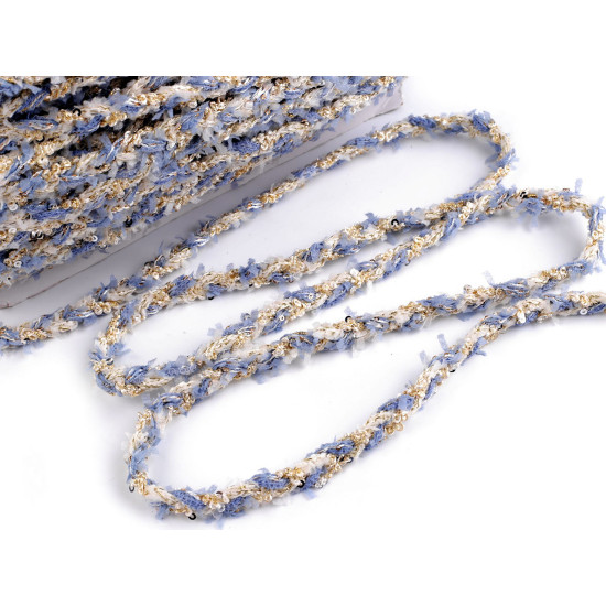 Braided trimming with small sequins, width 10 mm - Lightgrey (1 Meter) Braided trimming with small sequins, width 10 mm - Lightgrey (1 Meter)