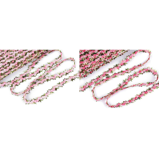 Embroidered trimming braid with 3d flowers, width 20 mm - Light red (1 Meter) Embroidered trimming braid with 3d flowers, width 20 mm - Light red (1 Meter)