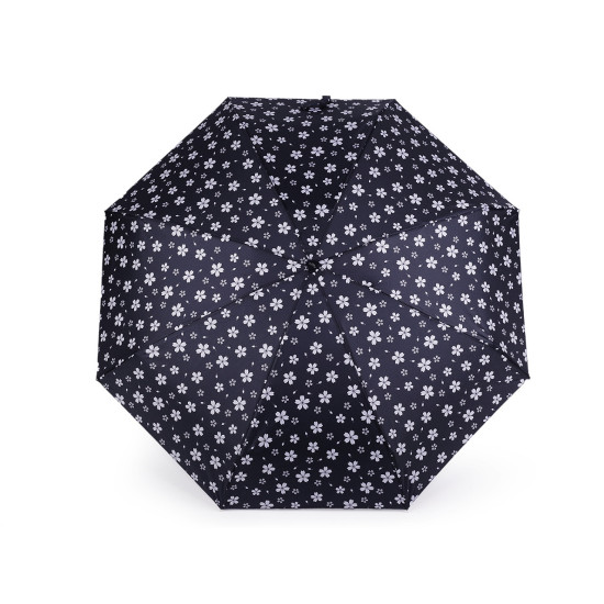 Mini parapluie pliant pour femme, fleurs - Noir (1 Pièce) Mini parapluie pliant pour femme, fleurs - Noir (1 Pièce)