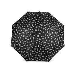 Mini parapluie pliant pour femme, fleurs - Noir (1 Pièce)