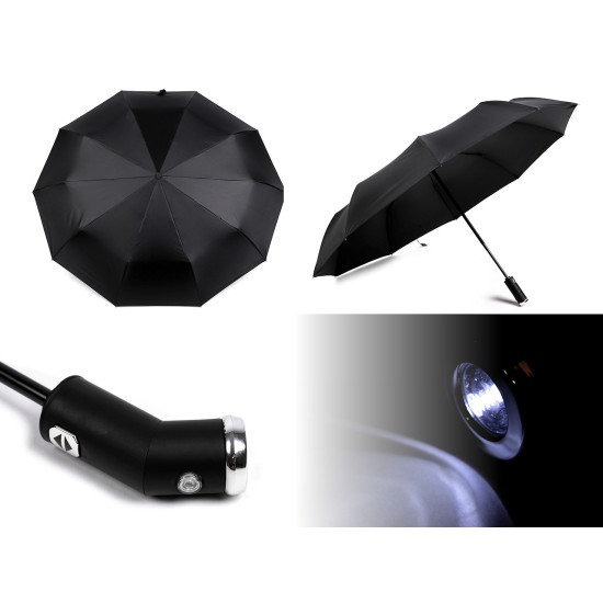 Folding umbrella with led light in the handle - Black (1 Piece)