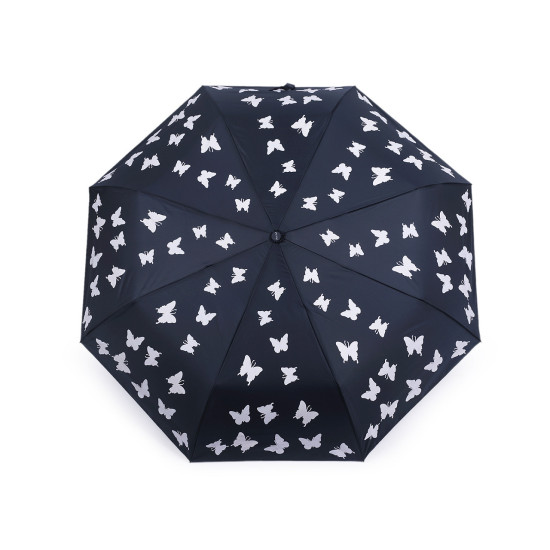 Ladies folding auto-open magic umbrella, butterfly - Black (1 Piece) Ladies folding auto-open magic umbrella, butterfly - Black (1 Piece)