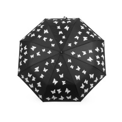 Ladies folding auto-open magic umbrella, butterfly - Black (1 Piece)