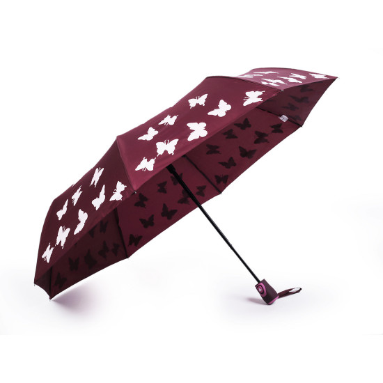 Ladies folding auto-open magic umbrella, butterfly - Black (1 Piece) Ladies folding auto-open magic umbrella, butterfly - Black (1 Piece)