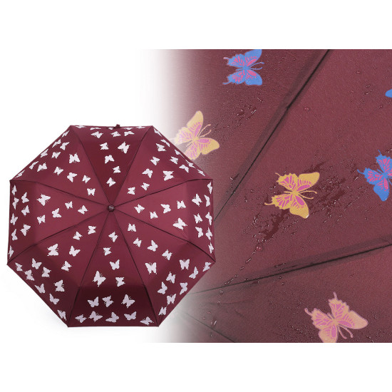 Ladies folding auto-open magic umbrella, butterfly - Black (1 Piece) Ladies folding auto-open magic umbrella, butterfly - Black (1 Piece)